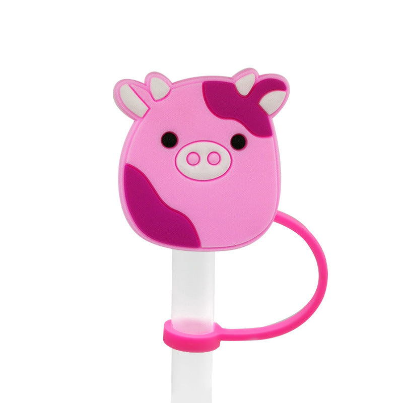 Wholesale 10pcs Cartoon Plush Straw Cap Silicone Dust Plug